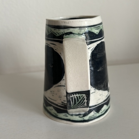 Martye Allen Sgraffito Pottery Art Mug 2 Black Bears Southwest Native Nature - Picture 8 of 15